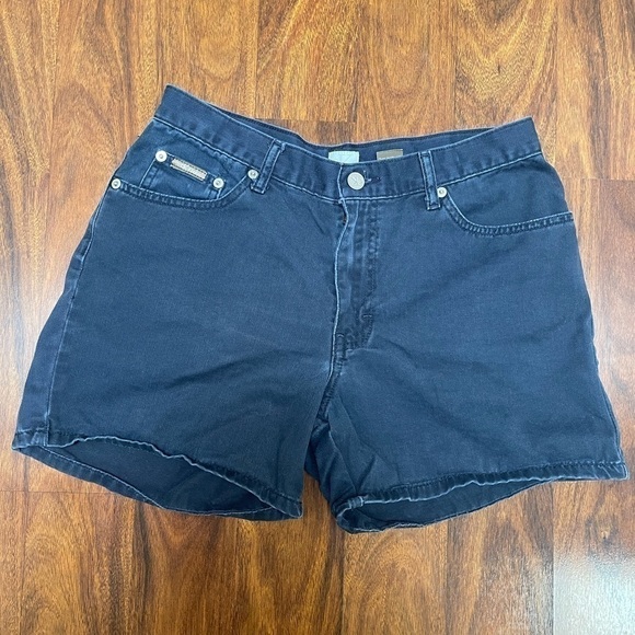 CALVIN Klein Khakis Womens Shorts Sz 9/10 Juniors Flat Front Blue Denim Short - Picture 5 of 9